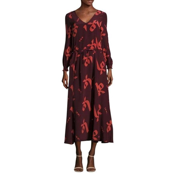 Lemlem Adia silk printed drawstring maxi dress XS - Picture 1 of 10